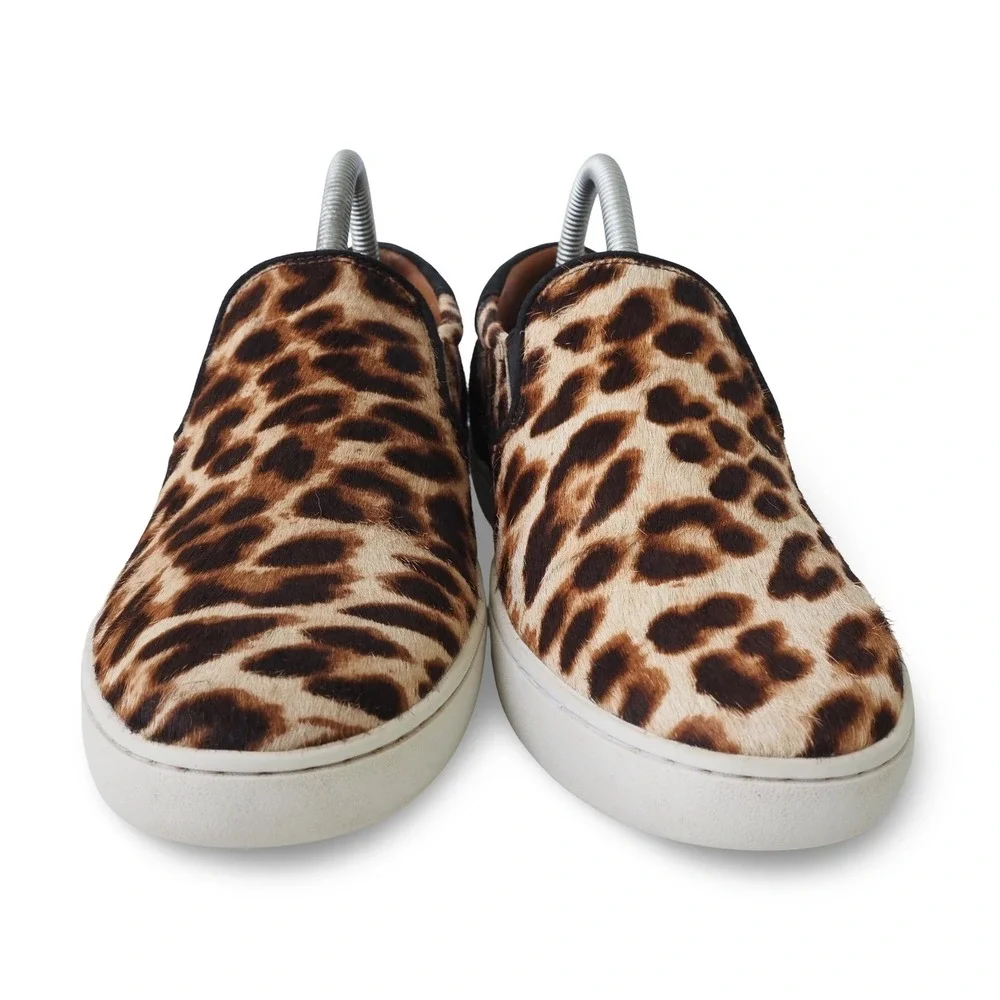 Tory Burch Leopard Print Calf Hair Slip-on Sneakers Womens 8.5M Skater Shoes‎